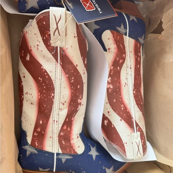 TWISTED X Leather American Flag Stepping Out Western Boot. Size: 9 - Picture 4 of 10